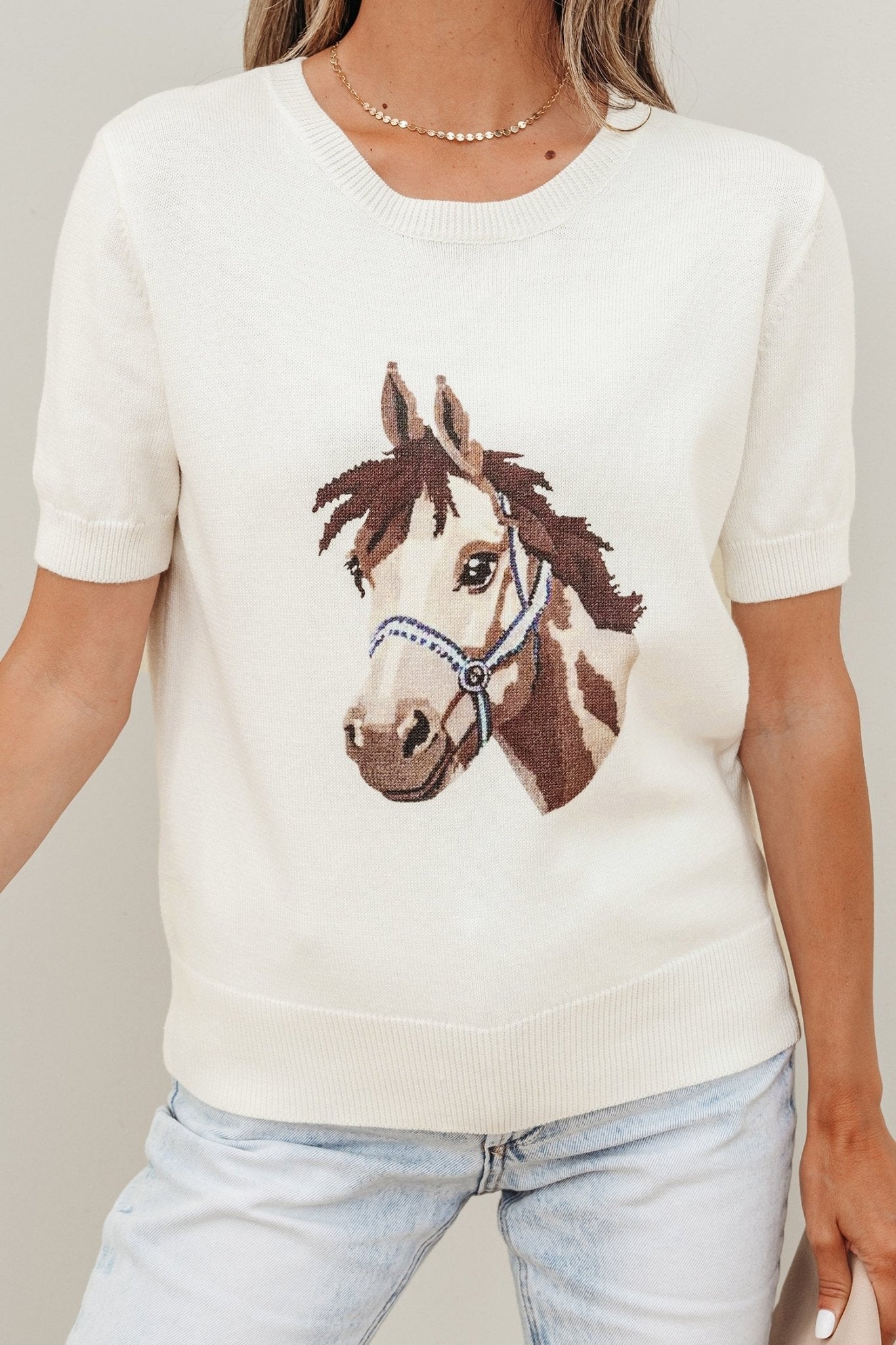 Regina Printed Short Sleeve Sweater - Hello Beautiful BoutiqueShort Sleeve SweatersThreaded Pear