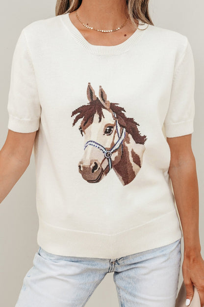 Regina Printed Short Sleeve Sweater - Hello Beautiful BoutiqueShort Sleeve SweatersThreaded Pear