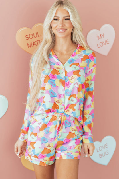 Remi Heart Collared Tunic Shirt - Hello Beautiful BoutiqueLoungewearThreaded Pear