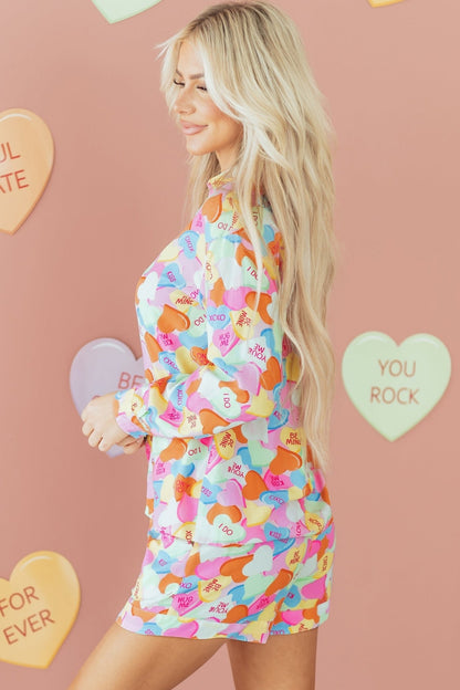 Remi Heart Collared Tunic Shirt - Hello Beautiful BoutiqueLoungewearThreaded Pear