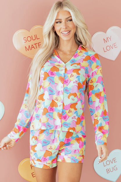 Remi Heart Collared Tunic Shirt - Hello Beautiful BoutiqueLoungewearThreaded Pear