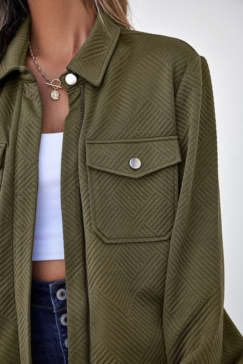 Remi Zip Up Flap Shirt - Hello Beautiful BoutiqueJacketsThreaded Pear