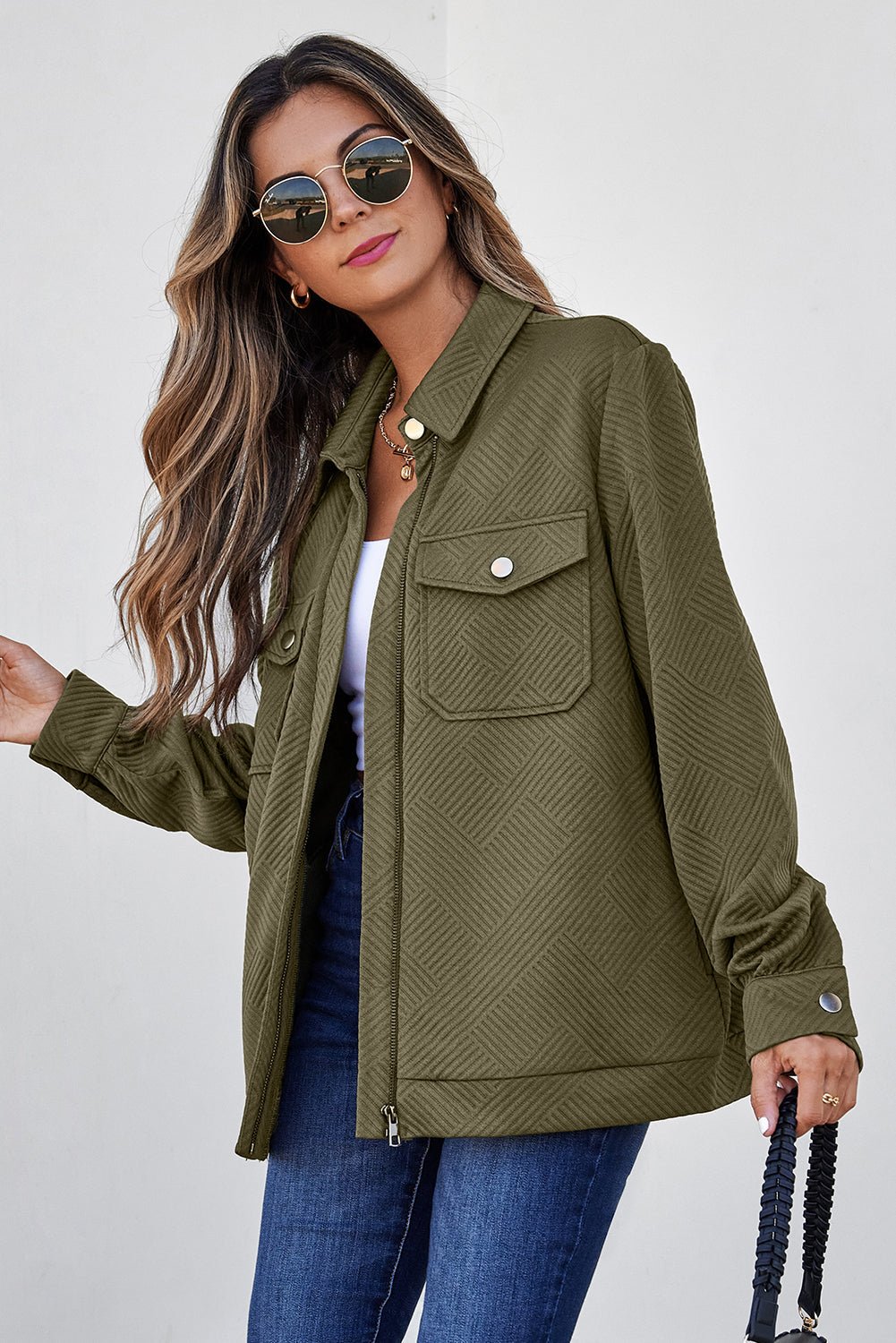 Remi Zip Up Flap Shirt - Hello Beautiful BoutiqueJacketsThreaded Pear