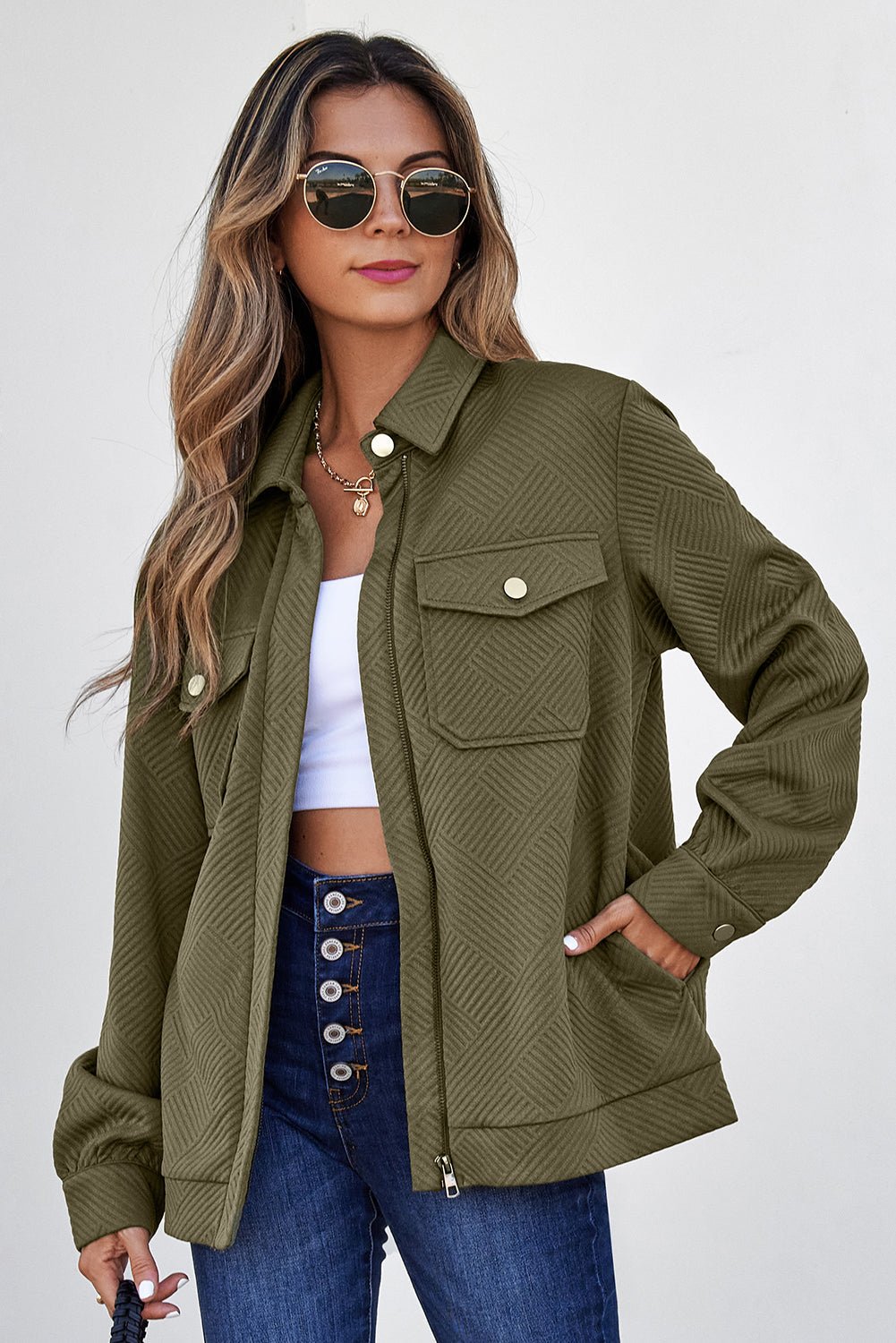 Remi Zip Up Flap Shirt - Hello Beautiful BoutiqueJacketsThreaded Pear