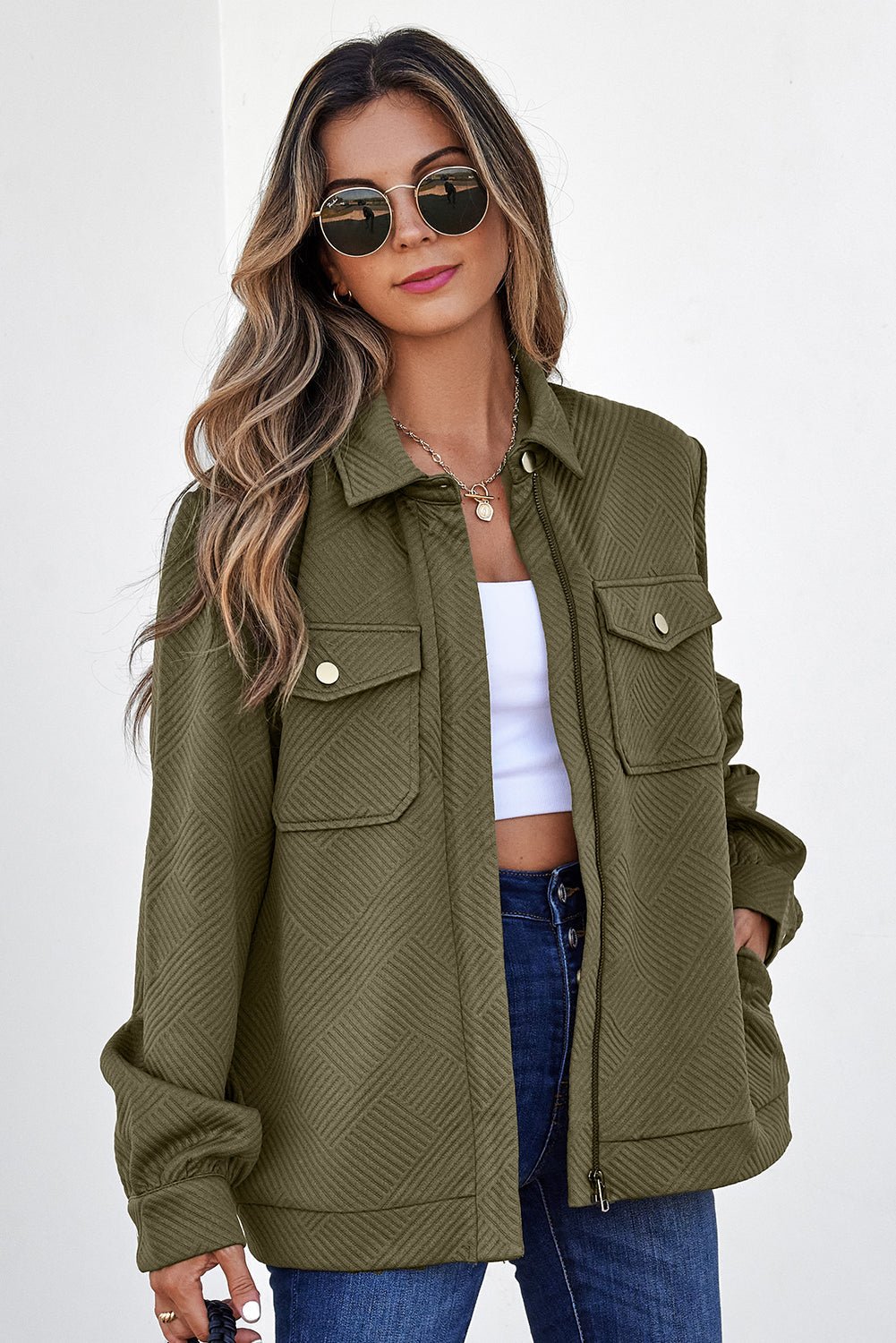 Remi Zip Up Flap Shirt - Hello Beautiful BoutiqueJacketsThreaded Pear