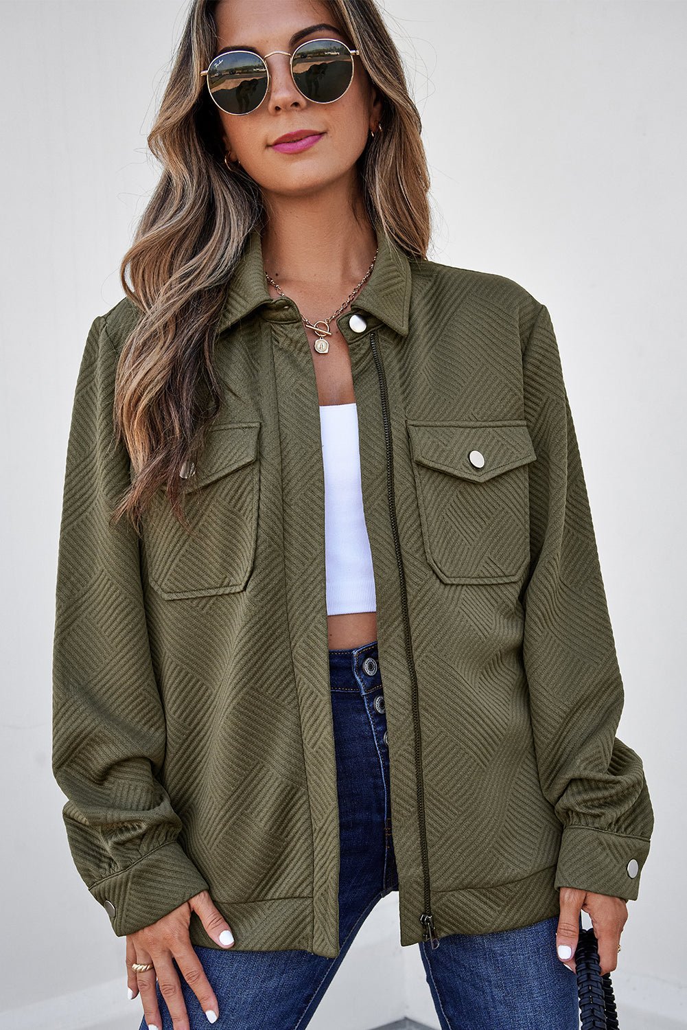 Remi Zip Up Flap Shirt - Hello Beautiful BoutiqueJacketsThreaded Pear