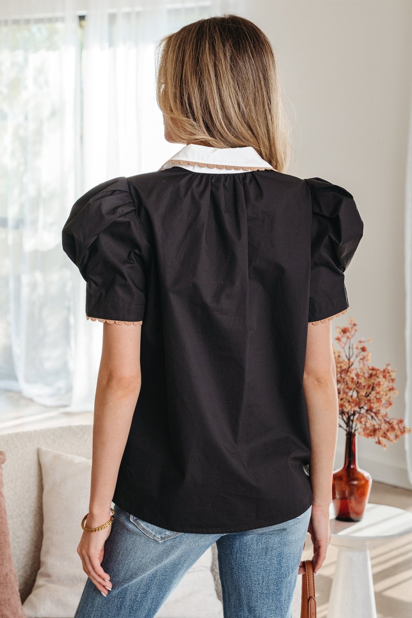 Remington Collar Short Sleeve Blouse - Hello Beautiful BoutiqueBlouses & ShirtsThreaded Pear