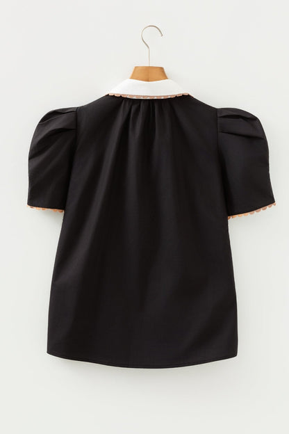 Remington Collar Short Sleeve Blouse - Hello Beautiful BoutiqueBlouses & ShirtsThreaded Pear