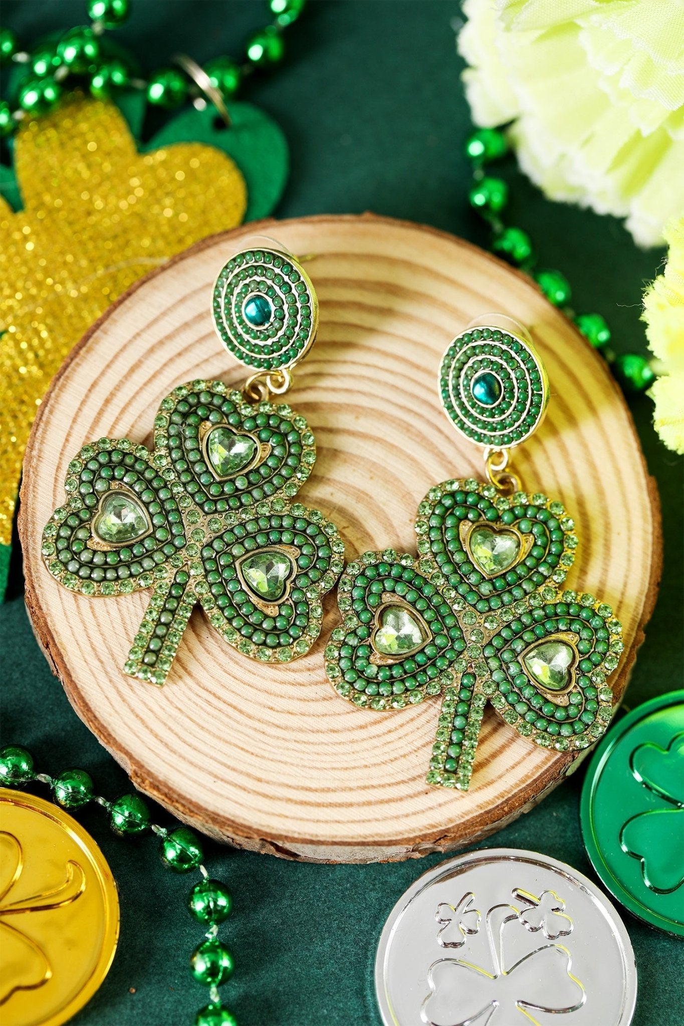 Remington Retro Beaded Clover Earrings - Hello Beautiful BoutiqueJewelryThreaded Pear
