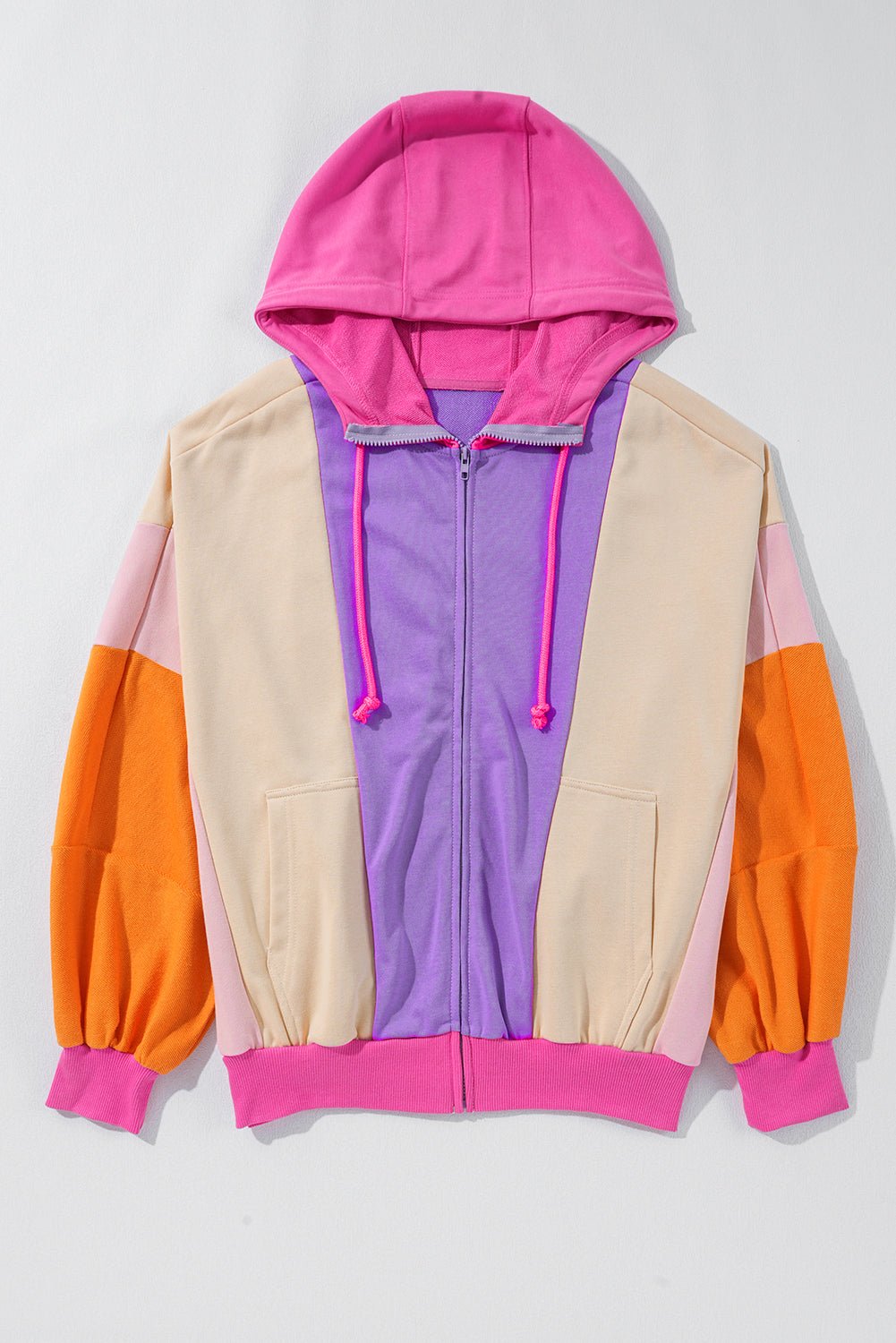 Remy Patchwork Full Zipped Hoodie - Hello Beautiful Boutique20% OFFThreaded Pear