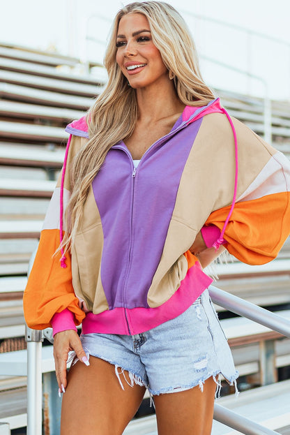 Remy Patchwork Full Zipped Hoodie - Hello Beautiful Boutique20% OFFThreaded Pear