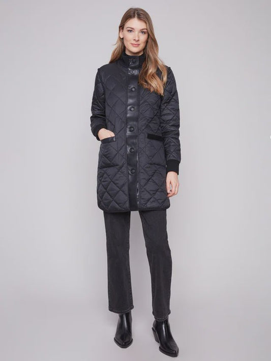 Reversible Jacquard Quilted Puffer C6313 - Hello Beautiful BoutiqueJacketCharlie B