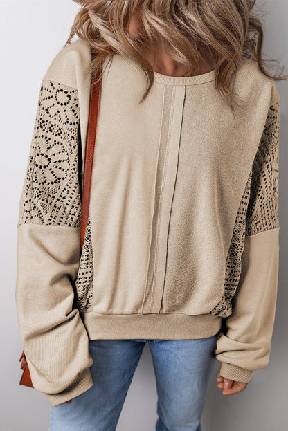 Rheaissa Seam Ribbed Trim Sweatshirt - Hello Beautiful BoutiqueSweatshirts & HoodiesThreaded Pear
