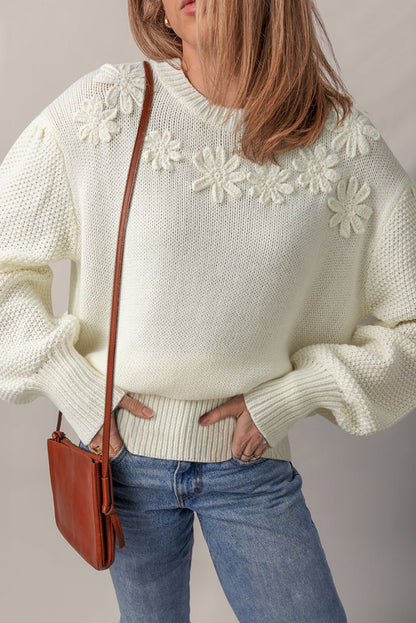 Rheakara Textured Puff Sleeve Sweater - Hello Beautiful BoutiqueSweatersThreaded Pear