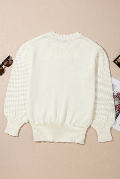 Rheakara Textured Puff Sleeve Sweater - Hello Beautiful BoutiqueSweatersThreaded Pear