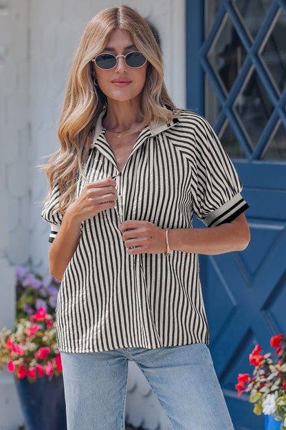 Riley Short Puff Sleeve Blouse - Hello Beautiful BoutiqueBlouses & ShirtsThreaded Pear