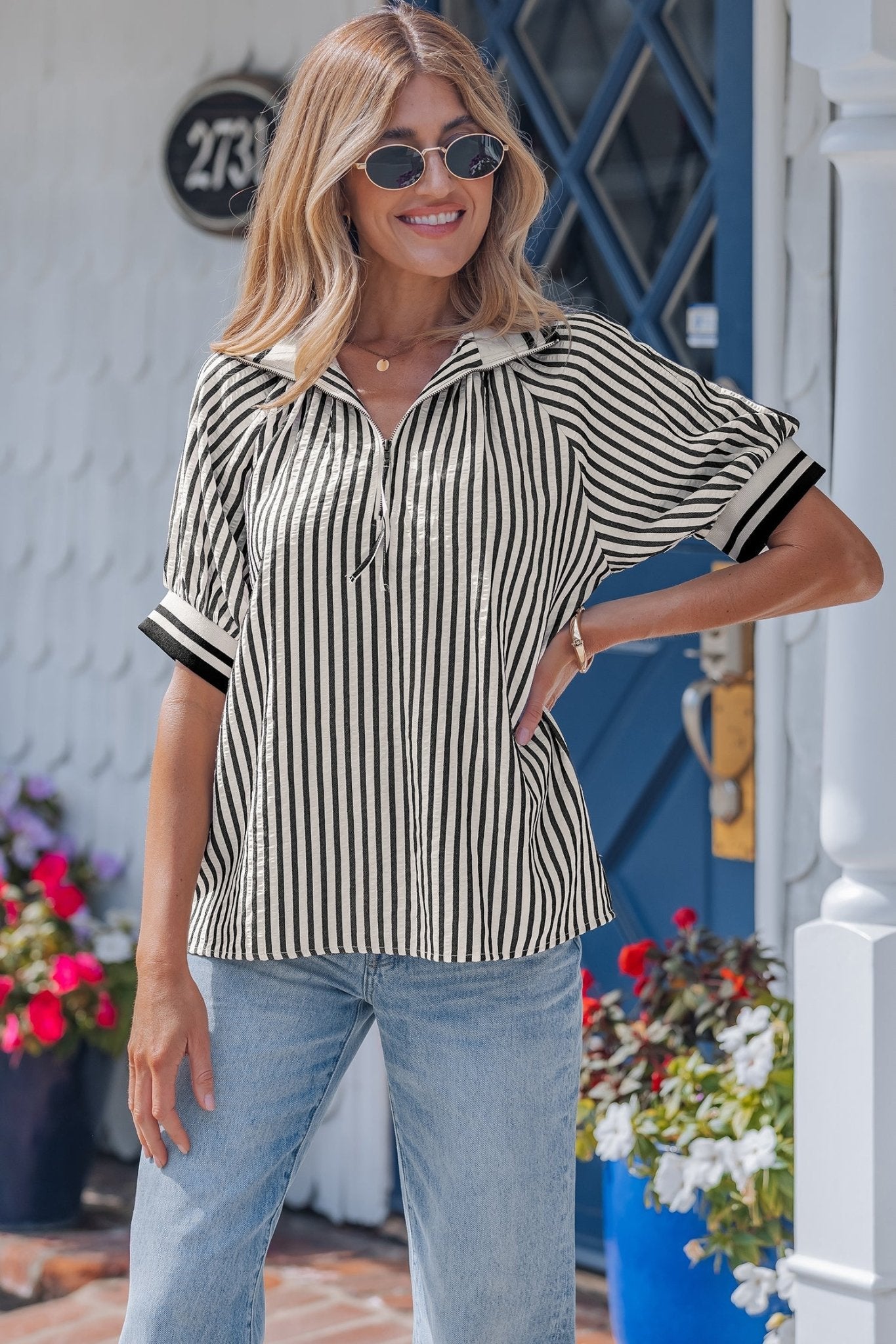 Riley Short Puff Sleeve Blouse - Hello Beautiful BoutiqueBlouses & ShirtsThreaded Pear