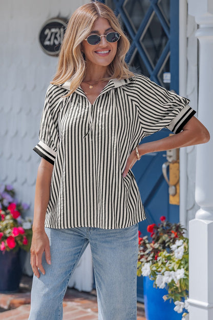 Riley Short Puff Sleeve Blouse - Hello Beautiful BoutiqueBlouses & ShirtsThreaded Pear