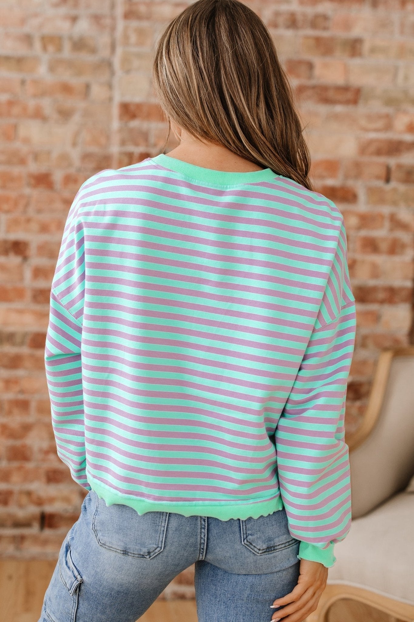 River Ribbed Trim Oversize Sweatshirt - Hello Beautiful BoutiqueSweatshirts & HoodiesThreaded Pear