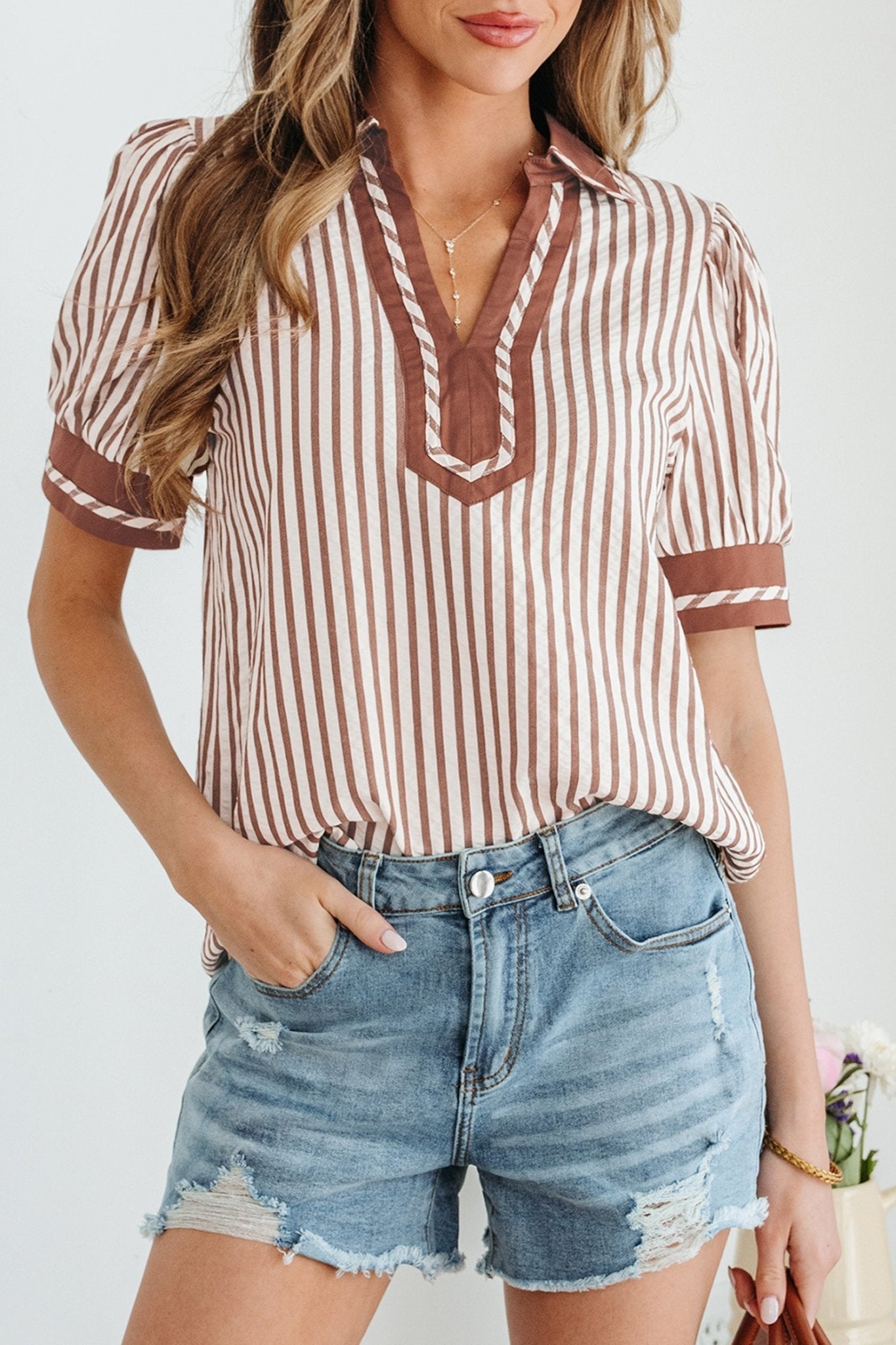 Romina Short Bubble Sleeve Blouse - Hello Beautiful BoutiqueBlouses & ShirtsThreaded Pear
