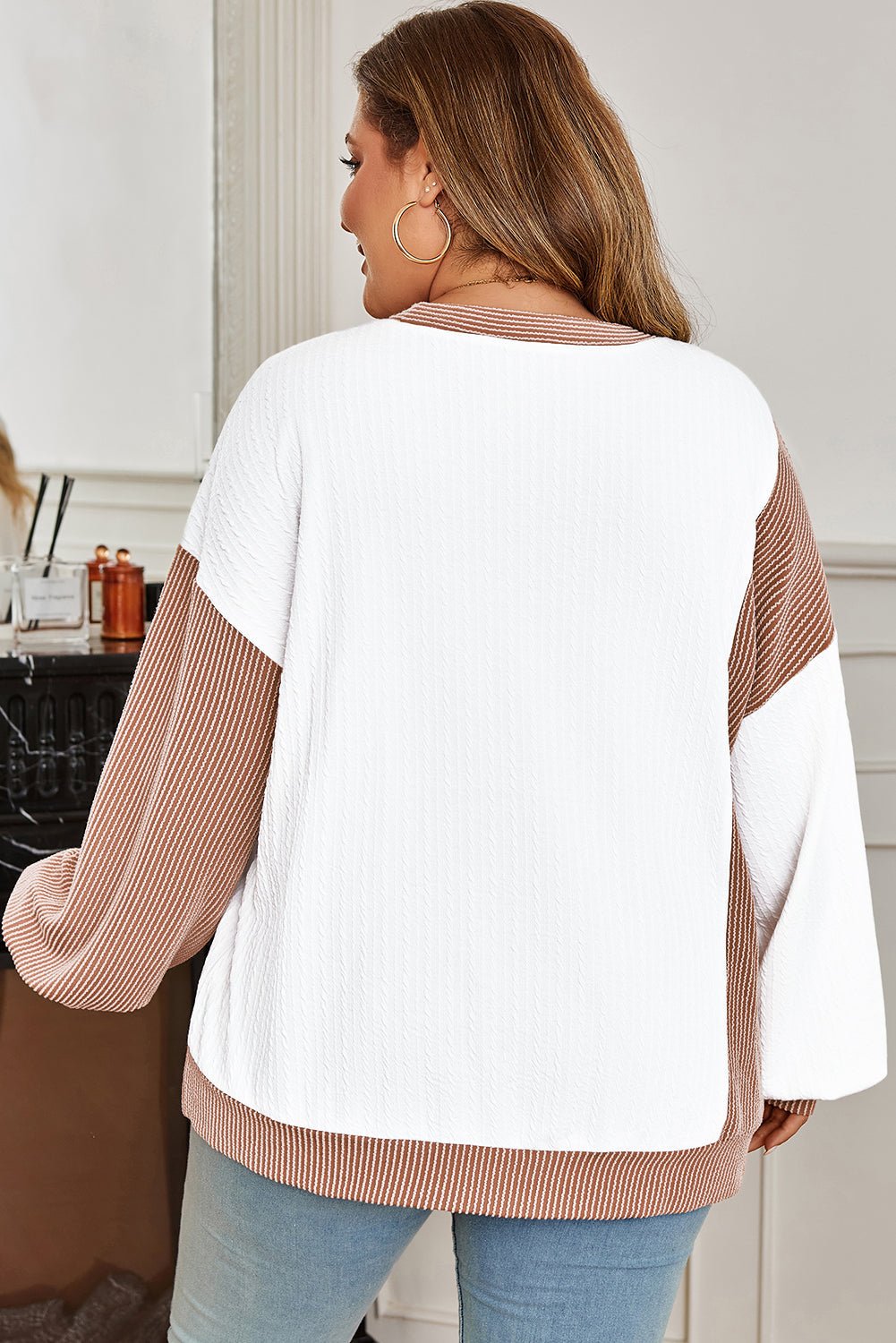 Romy Color Block Knit PLUS Top - Hello Beautiful BoutiquePlus Size Long Sleeve TopsThreaded Pear