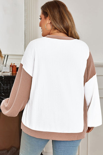 Romy Color Block Knit PLUS Top - Hello Beautiful BoutiquePlus Size Long Sleeve TopsThreaded Pear