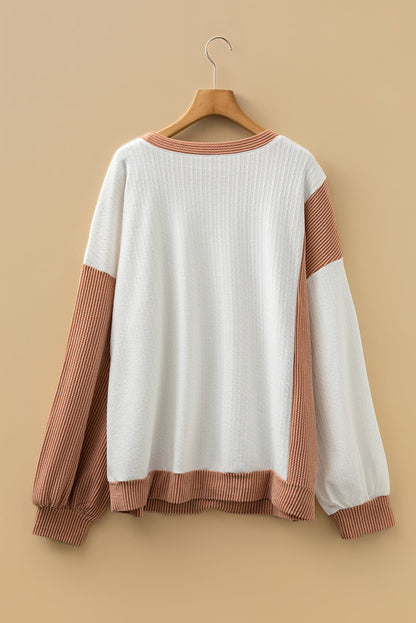 Romy Color Block Knit PLUS Top - Hello Beautiful BoutiquePlus Size Long Sleeve TopsThreaded Pear