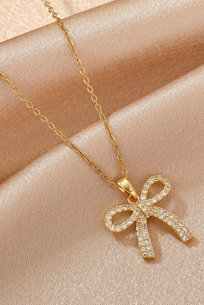 Romy Rhinestone Bowknot Pendant Necklace - Hello Beautiful BoutiqueJewelryThreaded Pear