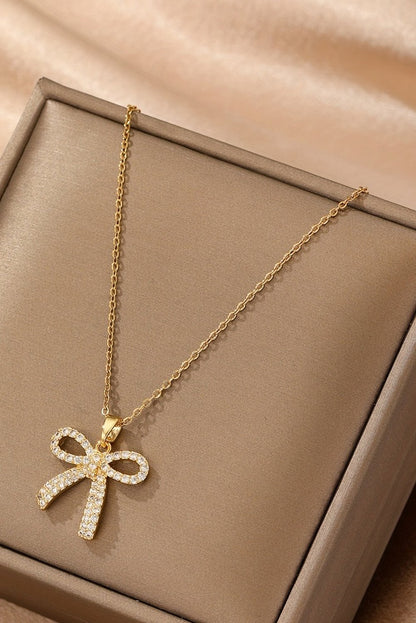 Romy Rhinestone Bowknot Pendant Necklace - Hello Beautiful BoutiqueJewelryThreaded Pear