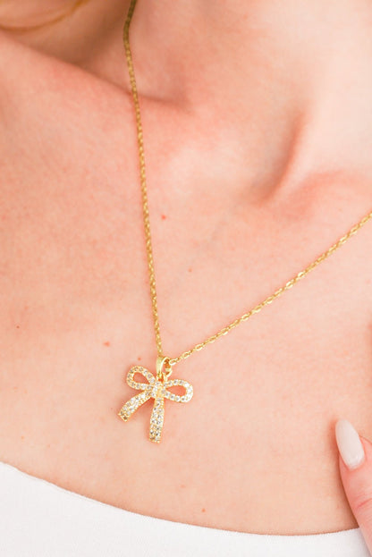Romy Rhinestone Bowknot Pendant Necklace - Hello Beautiful BoutiqueJewelryThreaded Pear