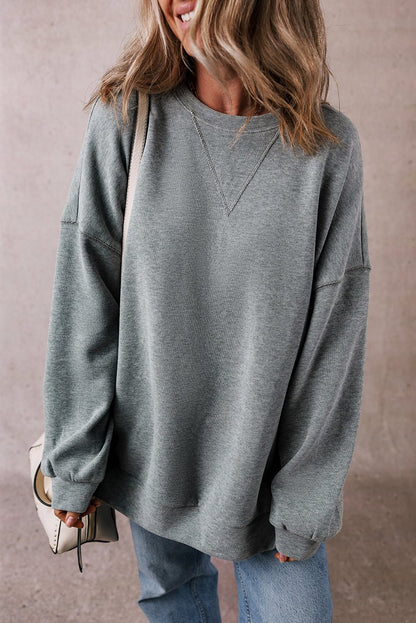 Rorivina Drop Shoulder Oversized Sweatshirt - Hello Beautiful BoutiqueSweatshirts & HoodiesThreaded Pear