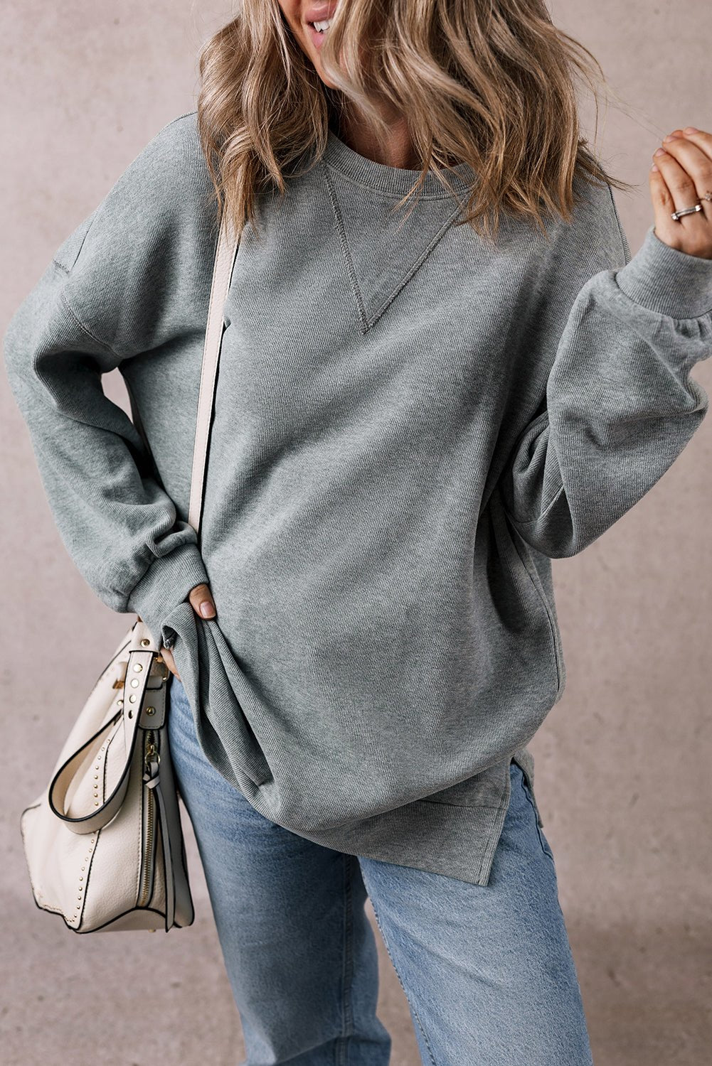 Rorivina Drop Shoulder Oversized Sweatshirt - Hello Beautiful BoutiqueSweatshirts & HoodiesThreaded Pear
