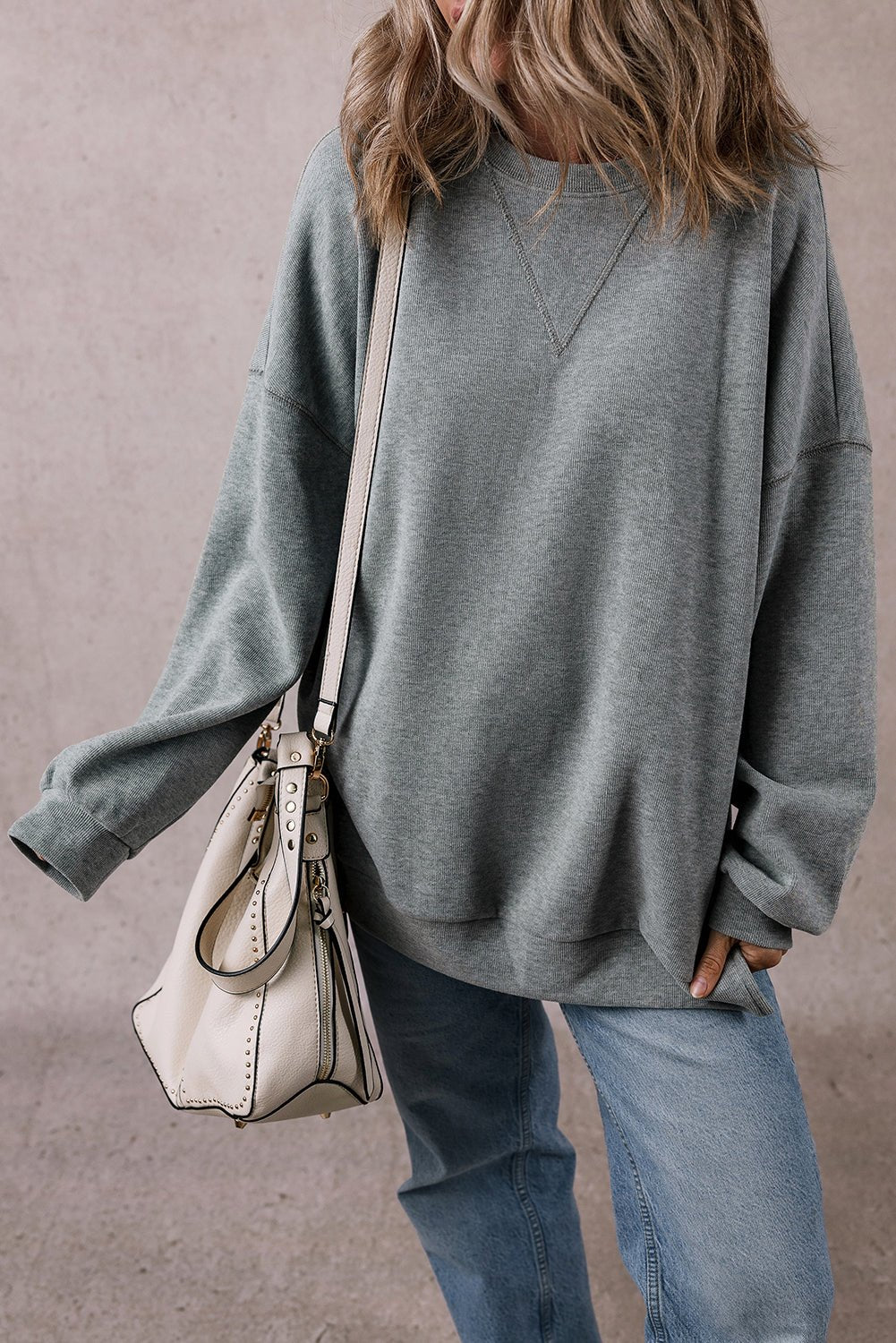 Rorivina Drop Shoulder Oversized Sweatshirt - Hello Beautiful BoutiqueSweatshirts & HoodiesThreaded Pear