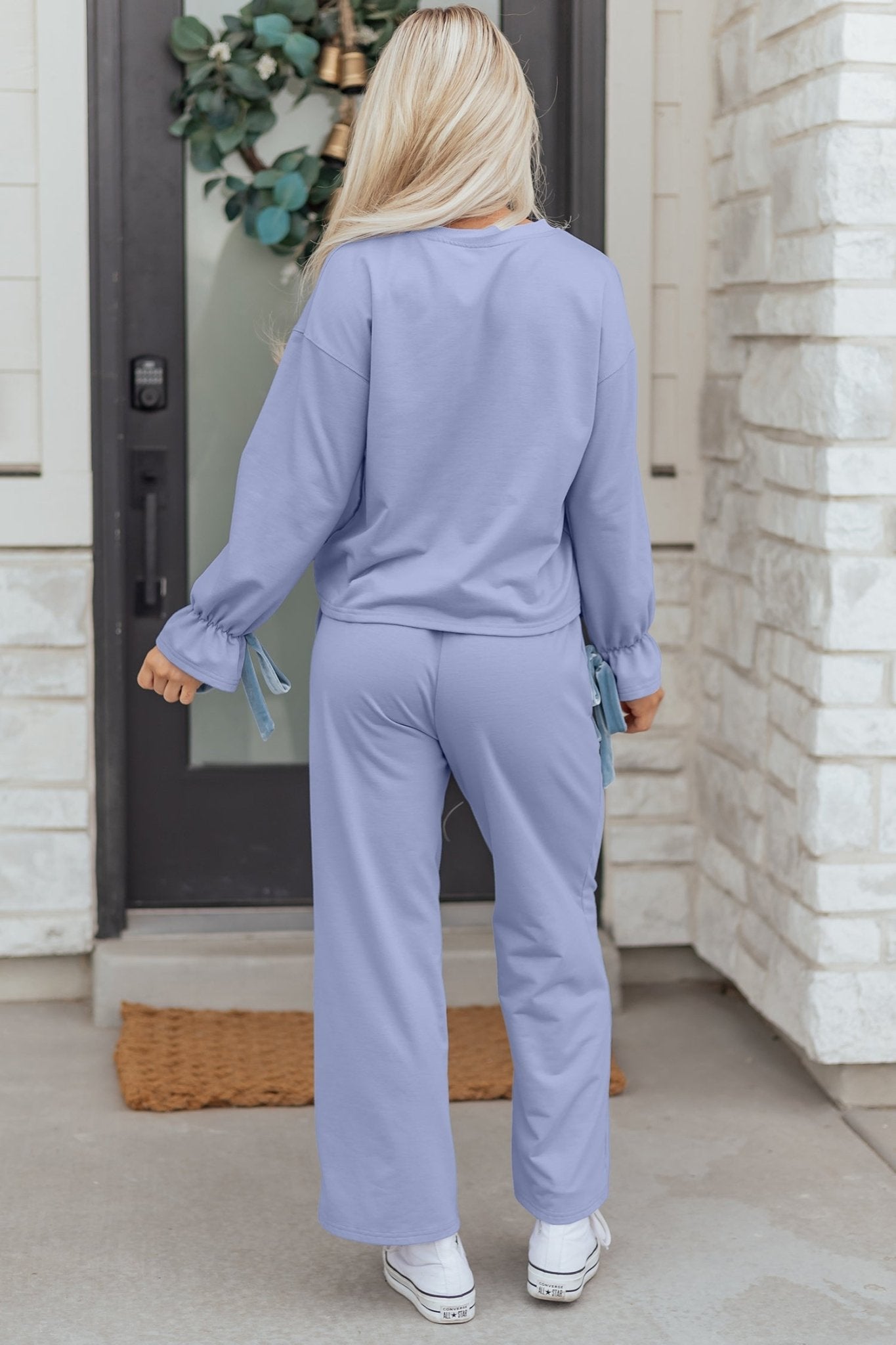 Rory Beau Flounce Long Sleeve Lounge Set - Hello Beautiful BoutiqueLoungewearThreaded Pear