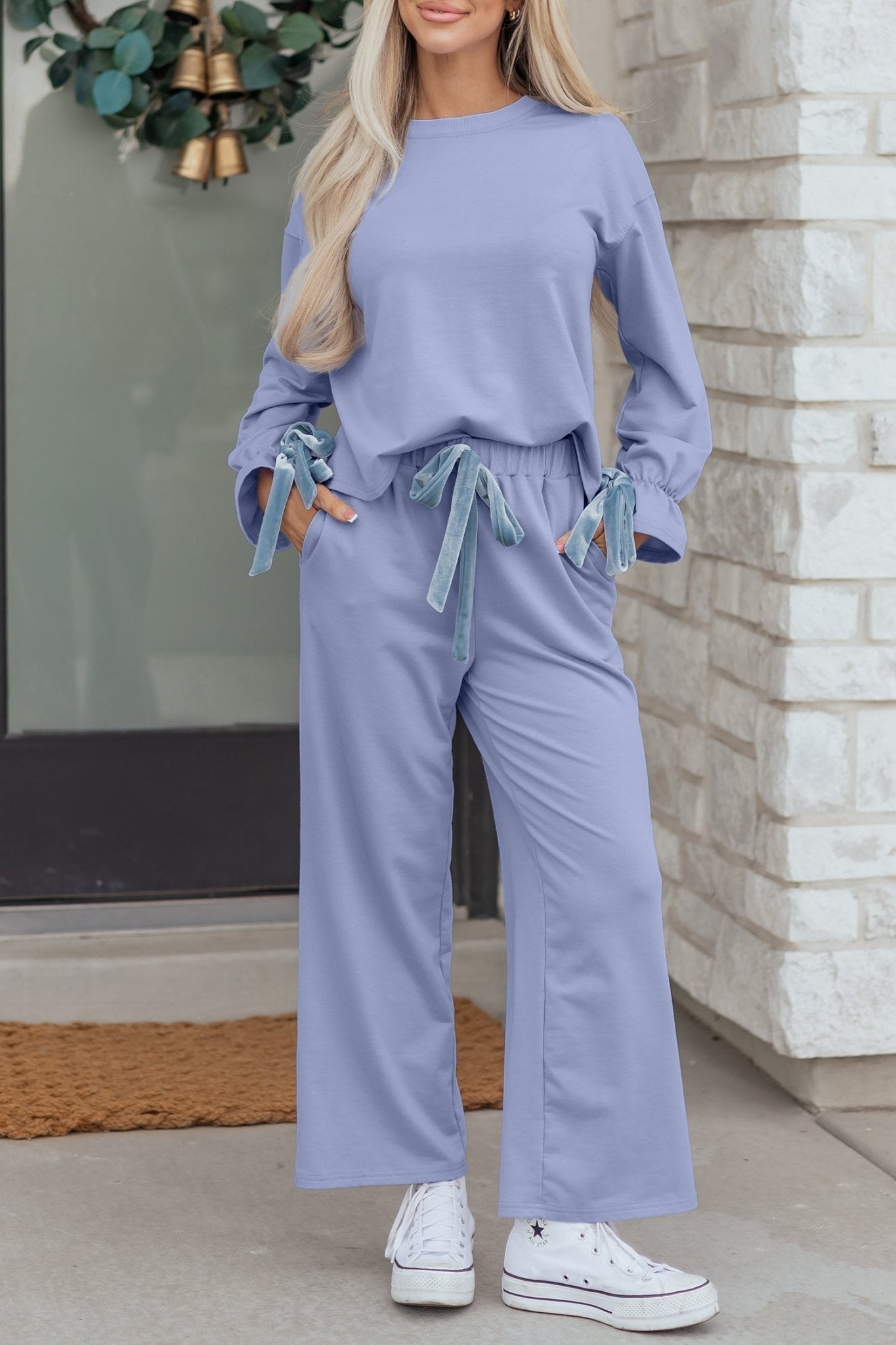Rory Beau Flounce Long Sleeve Lounge Set - Hello Beautiful BoutiqueLoungewearThreaded Pear
