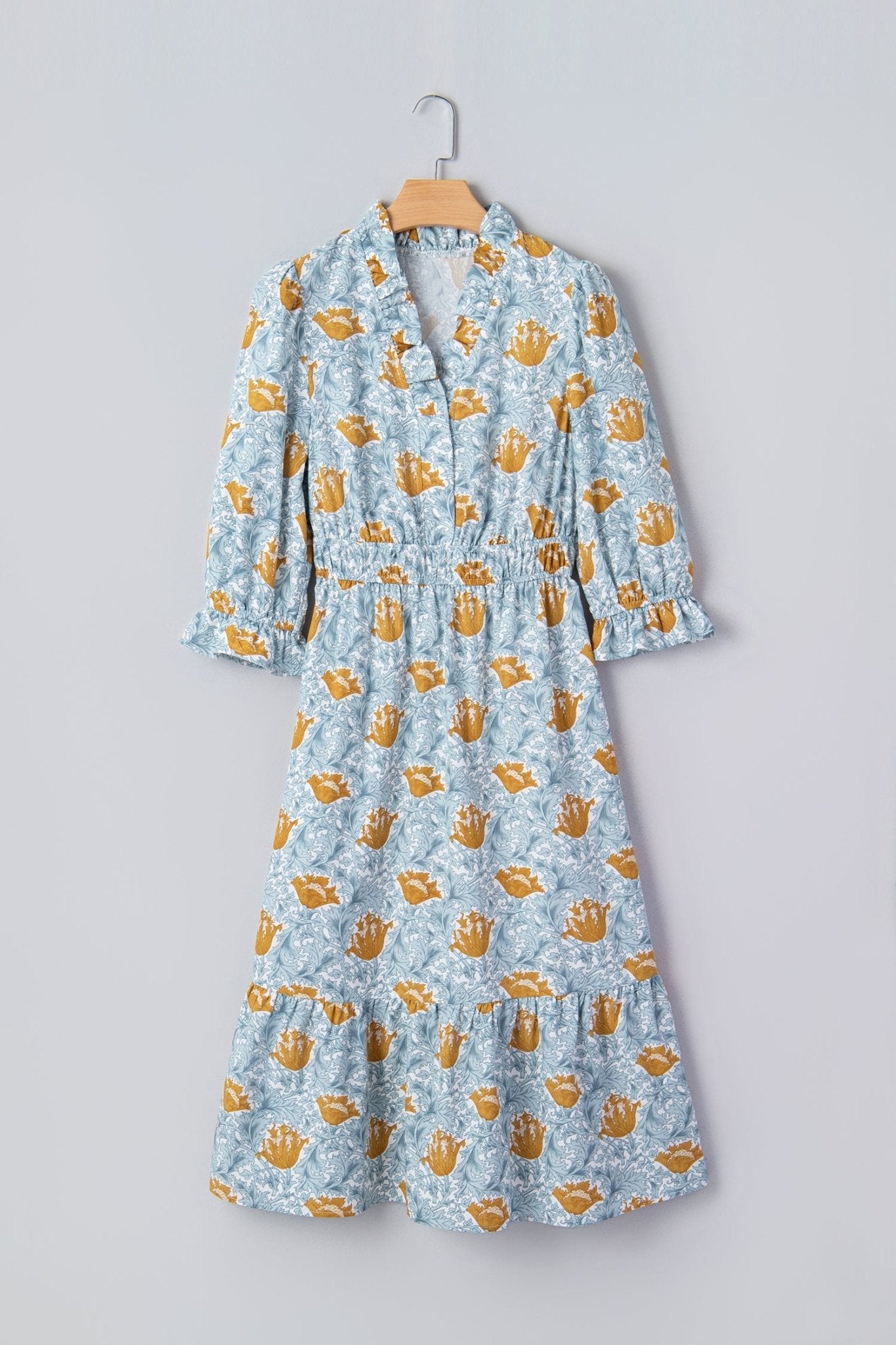 Rosalee Bracelet Sleeve Long Dress - Hello Beautiful BoutiqueFloral DressesThreaded Pear