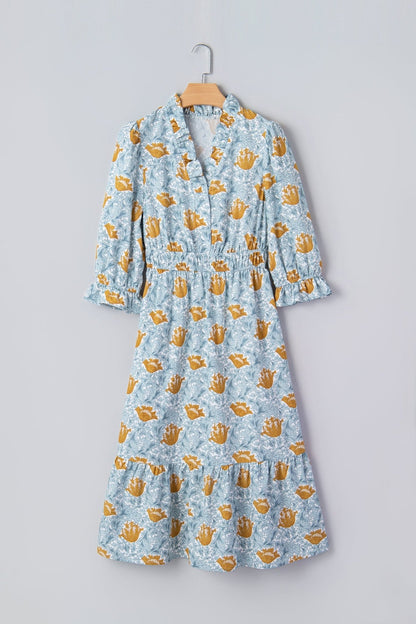 Rosalee Bracelet Sleeve Long Dress - Hello Beautiful BoutiqueFloral DressesThreaded Pear