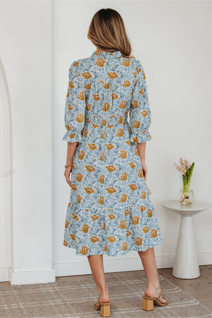 Rosalee Bracelet Sleeve Long Dress - Hello Beautiful BoutiqueFloral DressesThreaded Pear