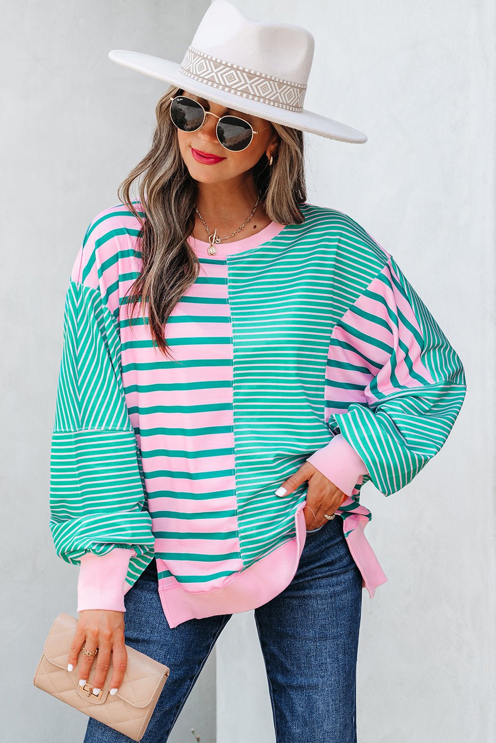 Rosalie Side Slit Baggy Sweatshirt - Hello Beautiful BoutiqueSweatshirts & HoodiesThreaded Pear