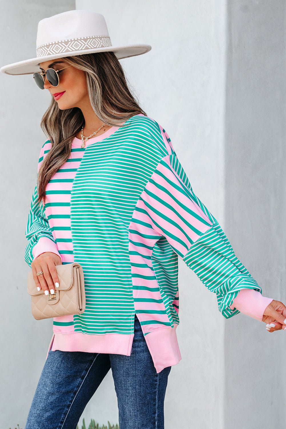 Rosalie Side Slit Baggy Sweatshirt - Hello Beautiful BoutiqueSweatshirts & HoodiesThreaded Pear
