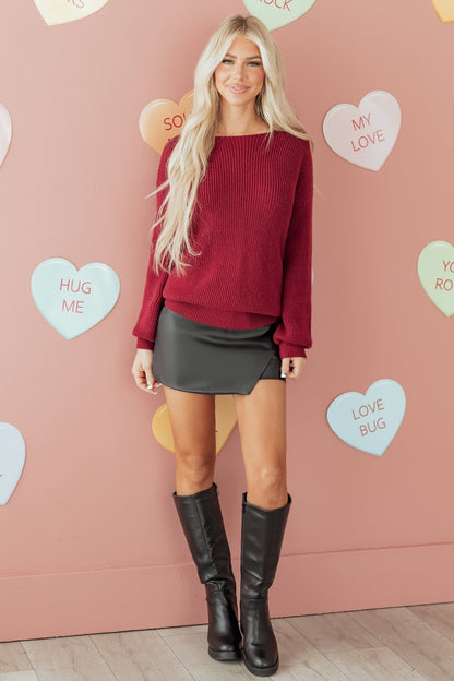 Rosalina Backless Drop Shoulder Sweater - Hello Beautiful BoutiqueSweatersThreaded Pear