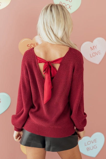 Rosalina Backless Drop Shoulder Sweater - Hello Beautiful BoutiqueSweatersThreaded Pear