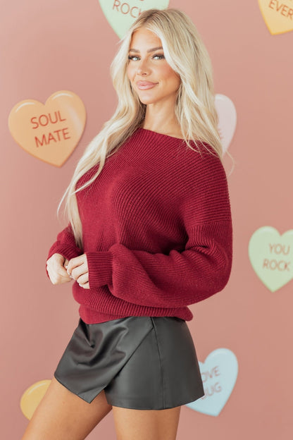 Rosalina Backless Drop Shoulder Sweater - Hello Beautiful BoutiqueSweatersThreaded Pear