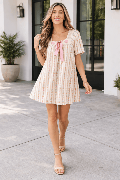 Rosalina Trim Square Mini Dress - Hello Beautiful BoutiqueFloral DressesThreaded Pear