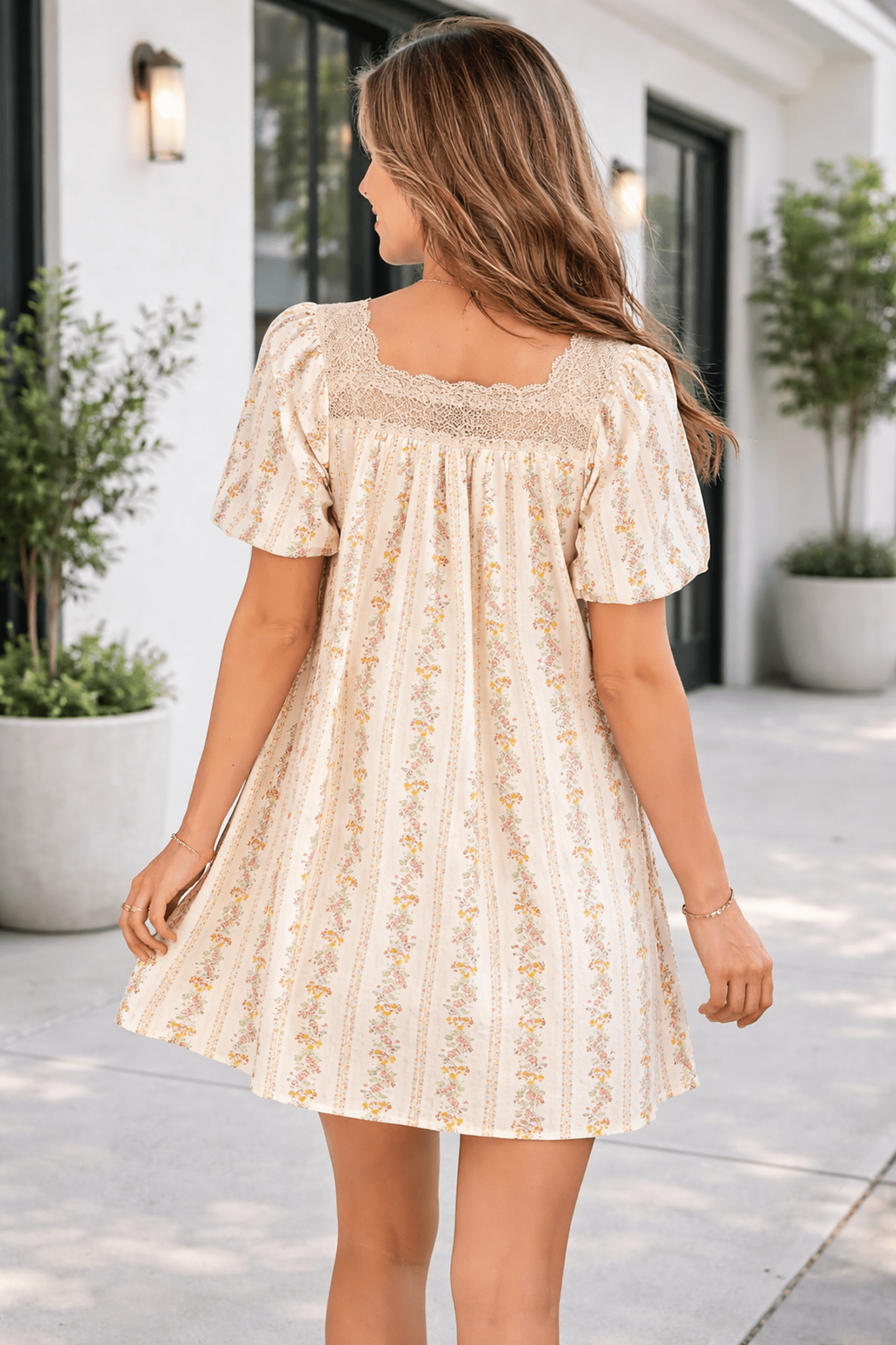 Rosalina Trim Square Mini Dress - Hello Beautiful BoutiqueFloral DressesThreaded Pear