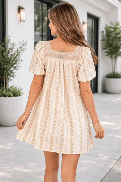 Rosalina Trim Square Mini Dress - Hello Beautiful BoutiqueFloral DressesThreaded Pear