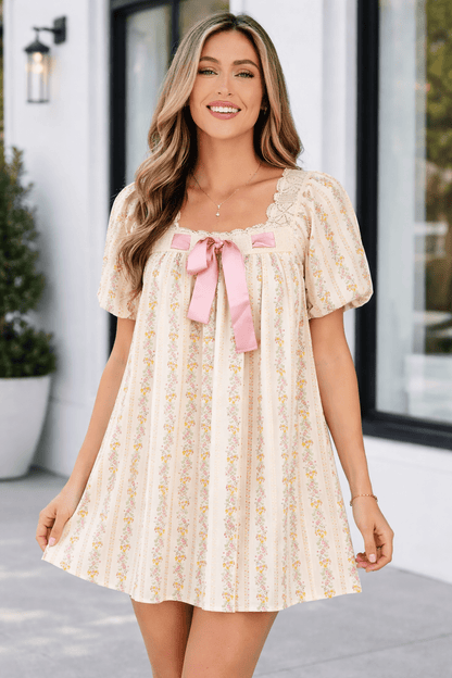 Rosalina Trim Square Mini Dress - Hello Beautiful BoutiqueFloral DressesThreaded Pear