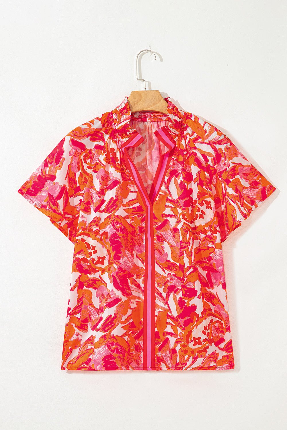 Rosalyn Print Striped Trim Blouse - Hello Beautiful BoutiqueBlouses & ShirtsThreaded Pear