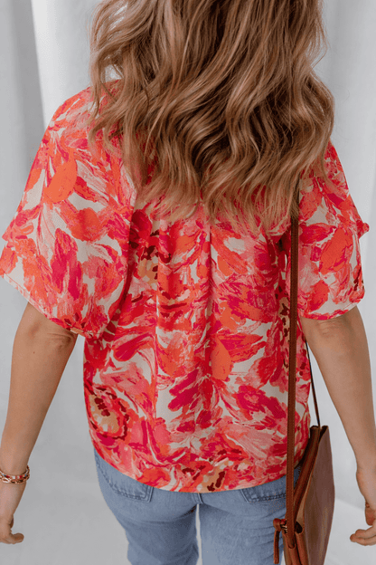Rosalyn Print Striped Trim Blouse - Hello Beautiful BoutiqueBlouses & ShirtsThreaded Pear
