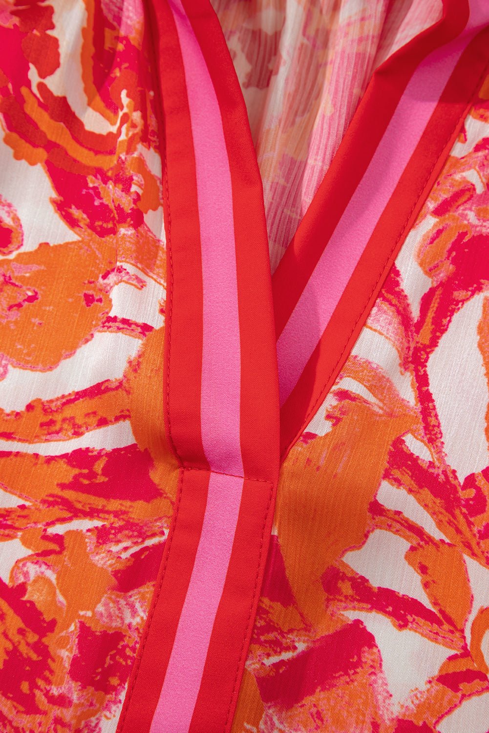 Rosalyn Print Striped Trim Blouse - Hello Beautiful BoutiqueBlouses & ShirtsThreaded Pear